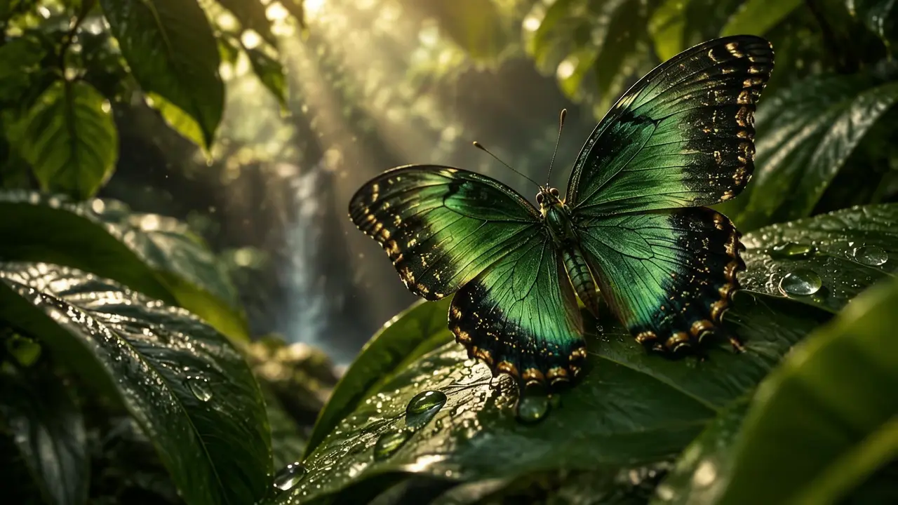Emerald butterfly in the NatureNest forest
