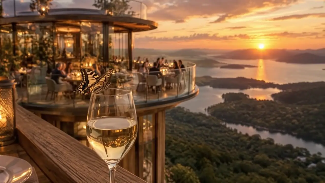 Sunset dining overlooking the NatureNest landscape